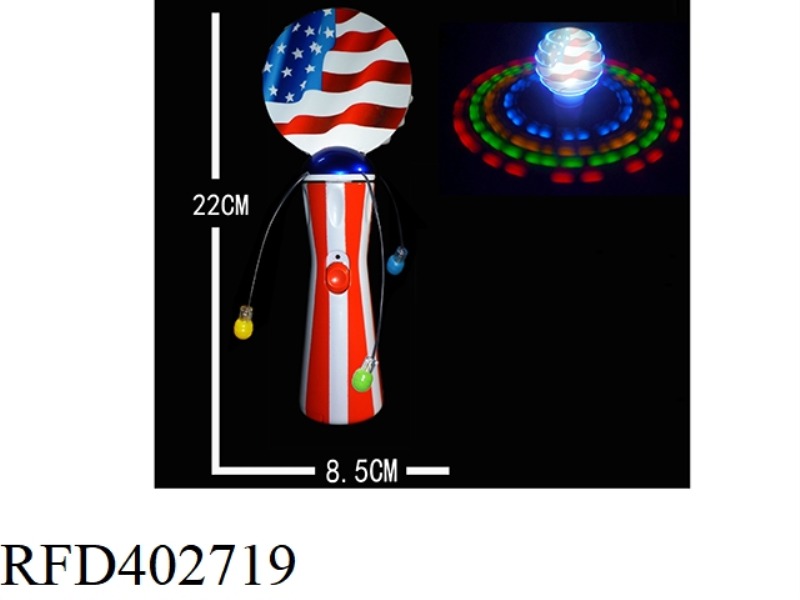 AMERICAN FLAG WITH 14 LIGHTS AND SWING STICK (NO MUSIC)