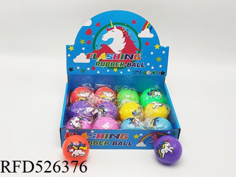 6.5CM UNICORN BALL WITH LIGHTS 12PCS