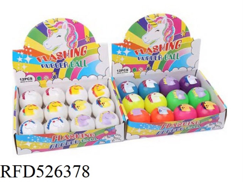 5.5CM WITH LIGHTS FOUR TYPES OF UNICORN BALLS 12PCS