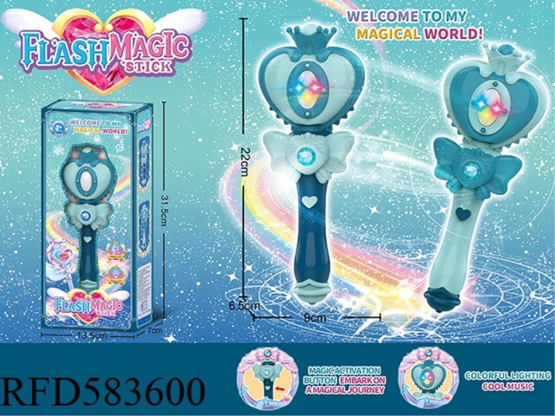 PRINCESS TURNED INTO MUSIC, FLASHING MAGIC WAND, LITTLE GIRL PLAYING HOUSE ACCESSORIES-CROWN LOVE MO