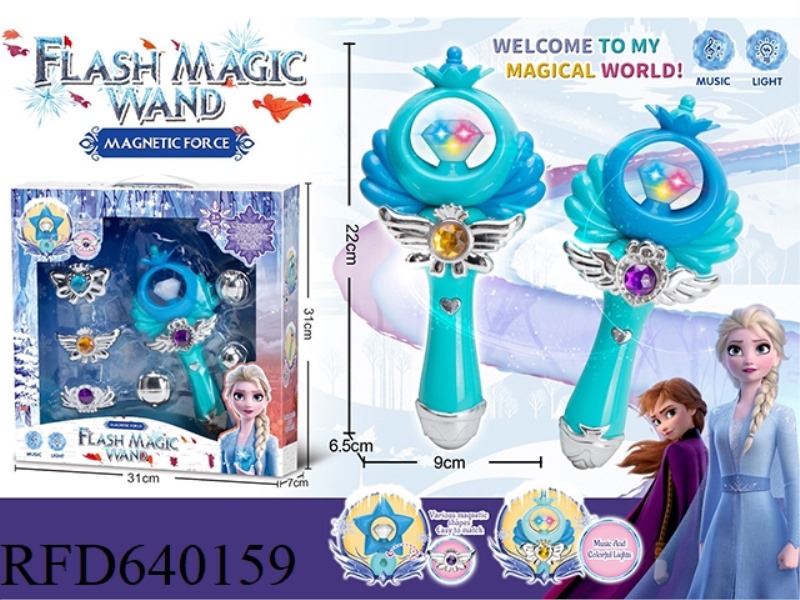 MAGNETIC EXCHANGEABLE FROZEN MUSIC FLASH MAGIC WAND - CHERRY BLOSSOM STYLE