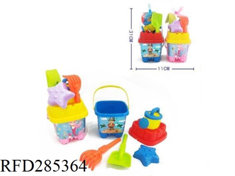 6  PCS  BEACH BUCKET SET 2 COLOR MIX