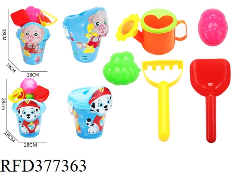 6-PIECE SET OF PIG/DOG BEACH BUCKET MIXED