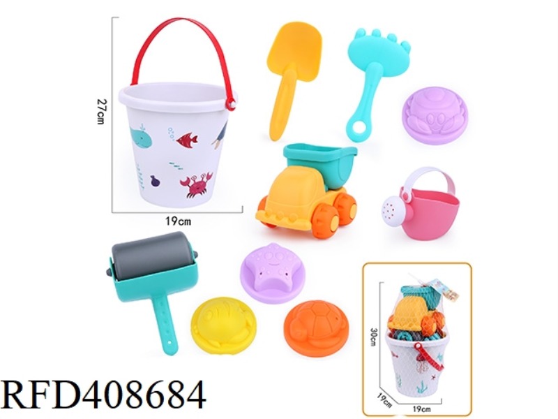 10-PIECE SET OF SOFT RUBBER BEACH TOYS