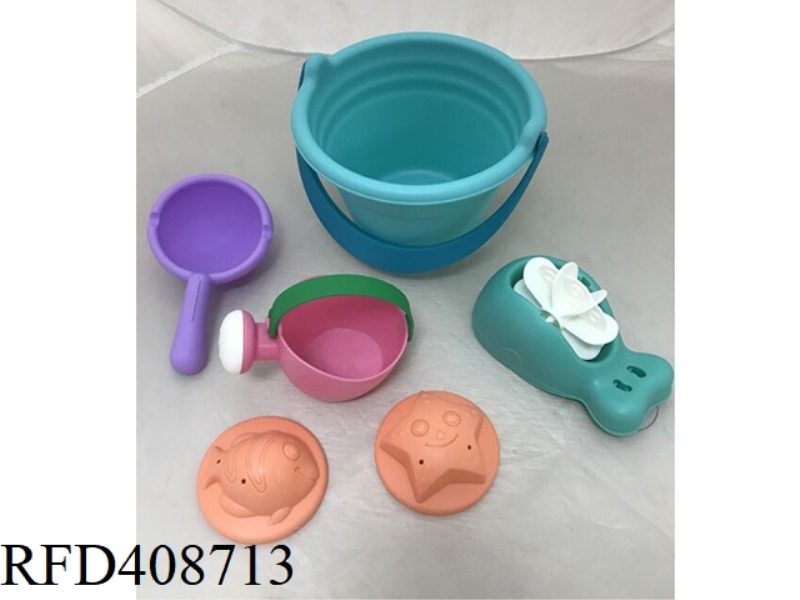 6-PIECE SOFT RUBBER BEACH BUCKET