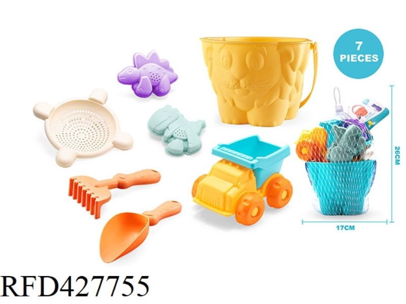 SOFT RUBBER LION BEACH BUCKET (7PCS)