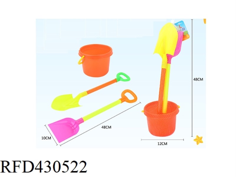 BEACH BUCKET + 2 SAND SHOVELS