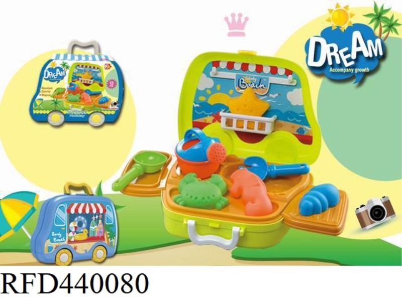 13PCS PAPER CARD VILLAGE BEACH HANDCART COMBINATION