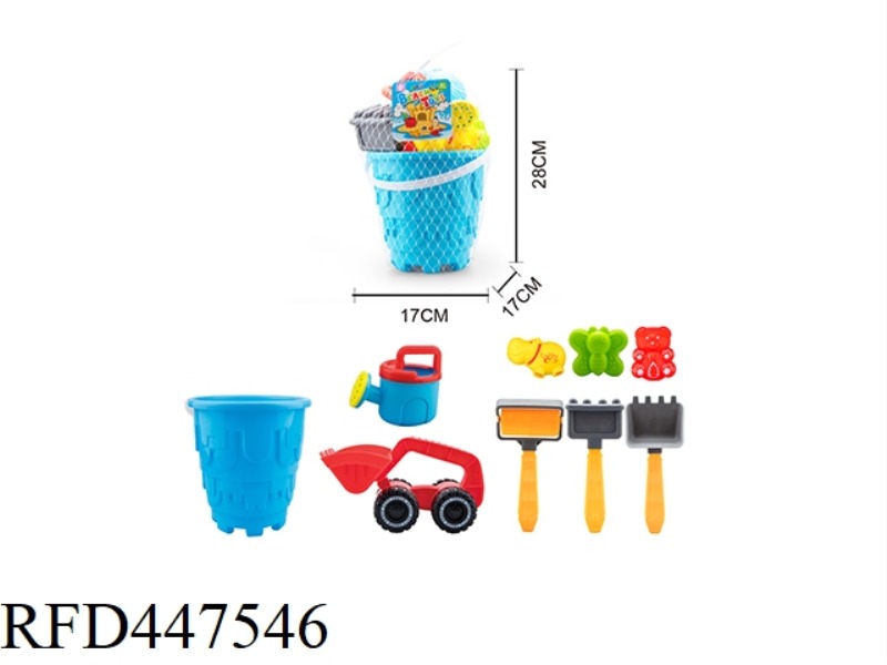 BEACH BUCKET TOYS 9PCS