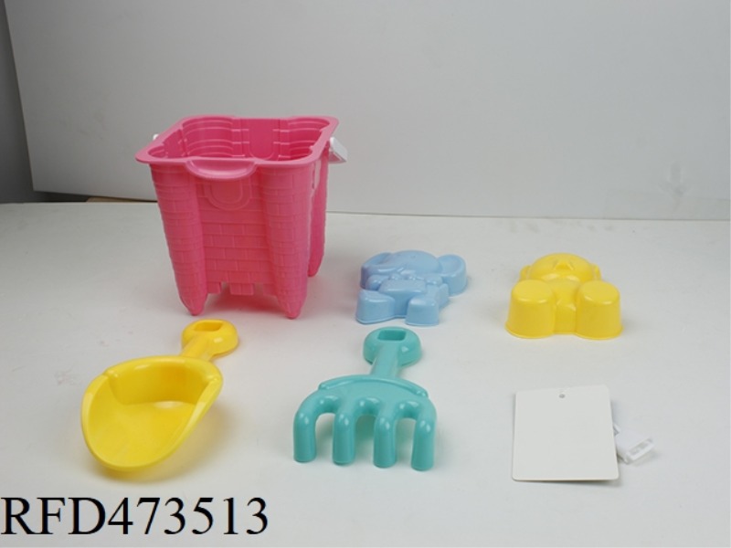 BEACH CASTLE BUCKET (SQUARE) (5PCS)