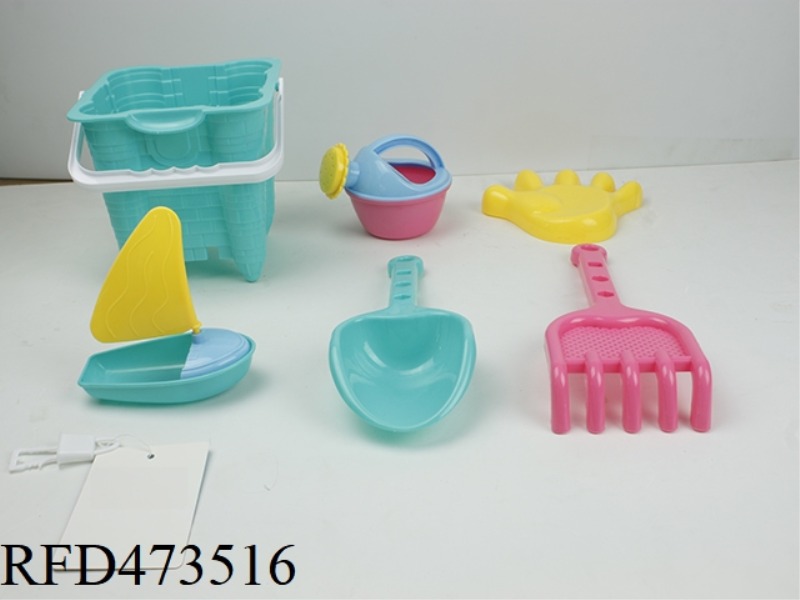 BEACH CASTLE BUCKET (SQUARE) (6PCS)