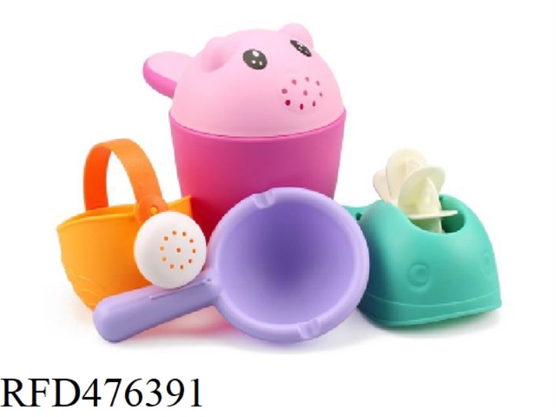 SOFT RUBBER BEACH PIG BUCKET SET OF 4