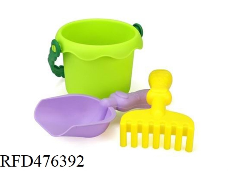 SOFT PLASTIC BEACH BUCKET 3-PIECE SET