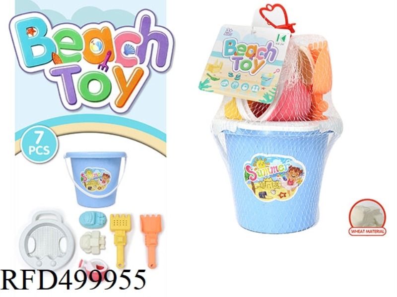 STRAW BEACH BUCKET (7 PIECES)