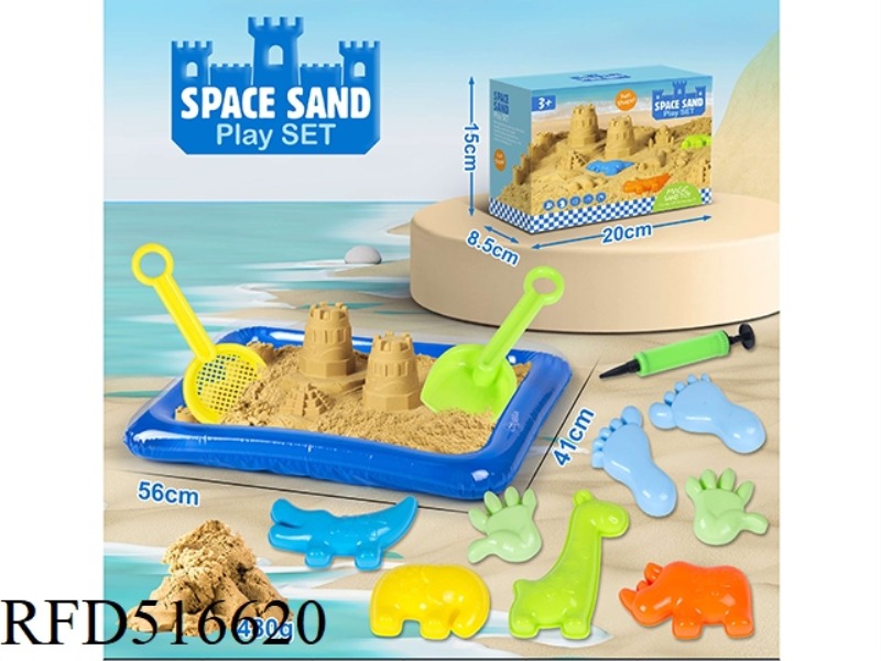 13PCS GRASSLAND ANIMAL 480G SPACE SAND MAGIC SAND SET 56*41 AIR CUSHION SAND TABLE