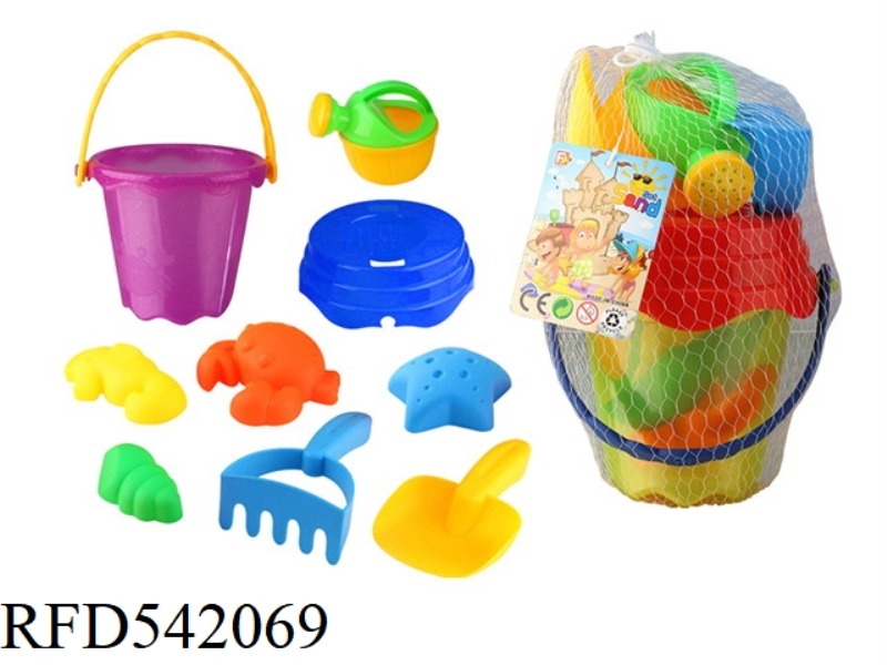 9PCS ETCHED BUCKET WITH COVER ASSEMBLY