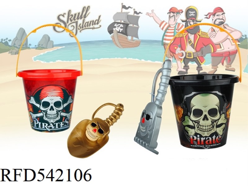 2PCS RED AND BLACK HOT PRINT LASER SKULL PIRATE BUCKET + TOOL