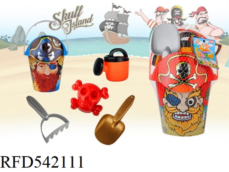 6PCS RED AND BLUE HOT PRINT LASER OLD MAN HEAD PIRATE BUCKET LID COMBINATION