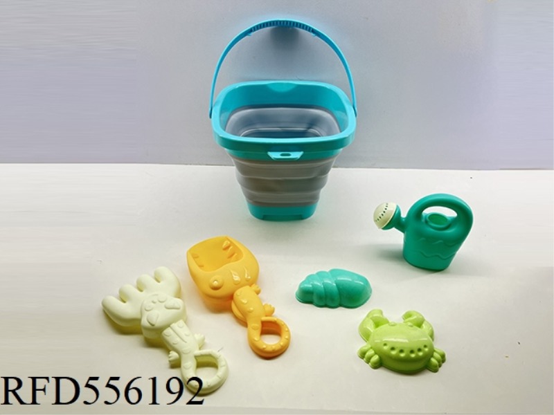 6pcs beach toys with folded bucket