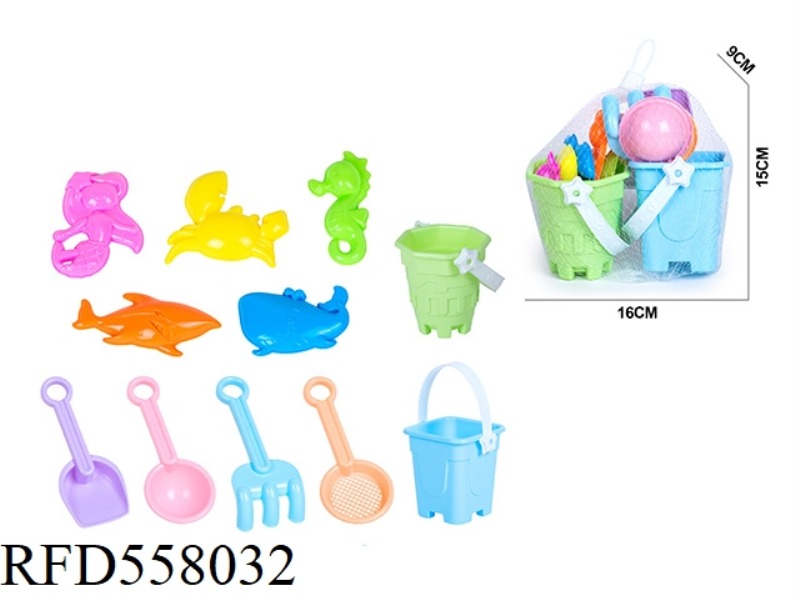 BEACH BUCKET ANIMAL DINOSAUR OCEAN SANDMODEL ATV HOURGLASS 11PCS
