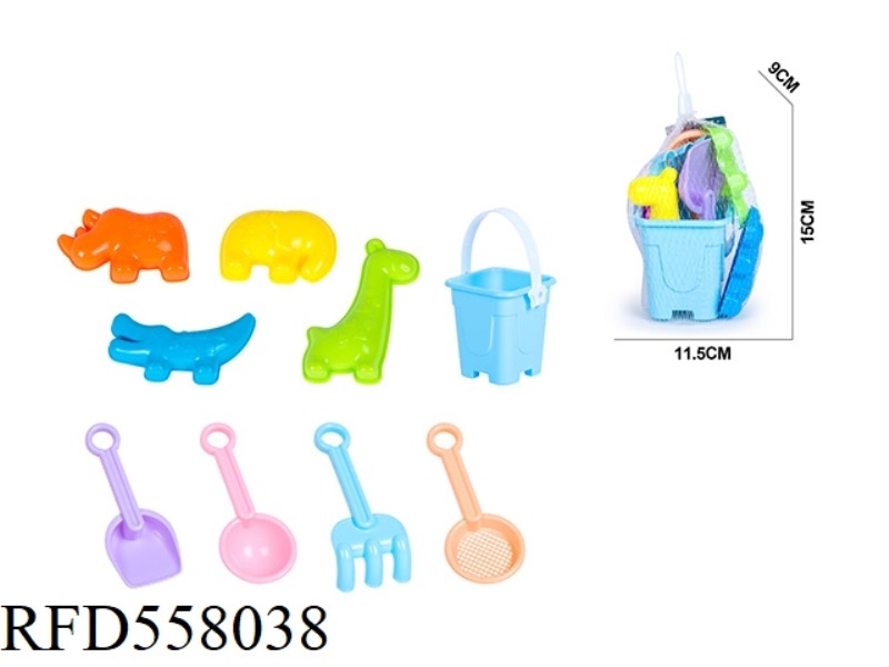 BEACH BUCKET ANIMAL DINOSAUR OCEAN SANDMODEL ATV HOURGLASS 9PCS