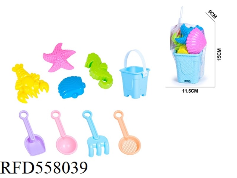 BEACH BUCKET ANIMAL DINOSAUR OCEAN SANDMODEL ATV HOURGLASS 9PCS