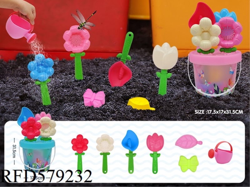 9PCS HEAT TRANSFER PRINTING TRANSPARENT FLOWER BUCKET SET