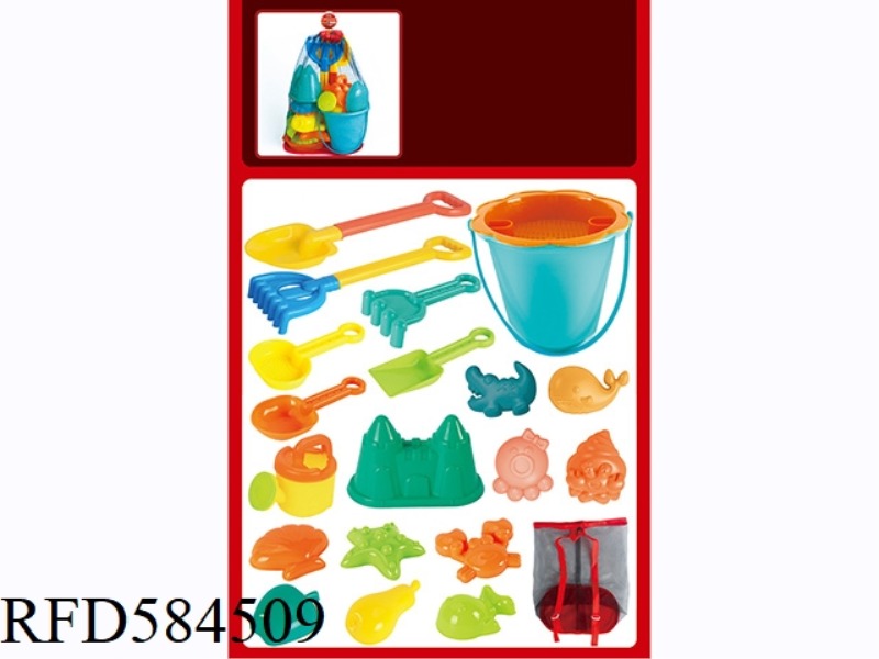 BEACH BUCKET COMBINED PULL ROPE NET BAG BACKPACK