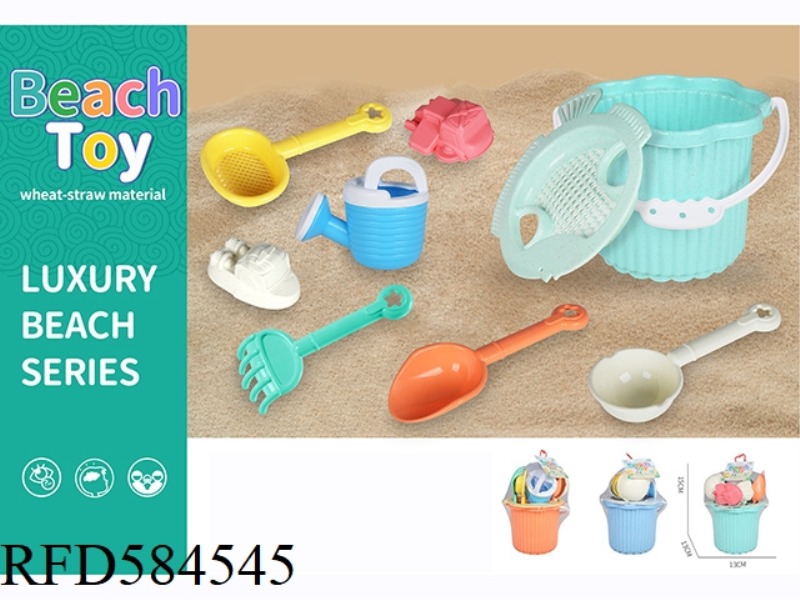 WHEAT STRAW BEACH BARREL (9 PIECES VILLAGE)