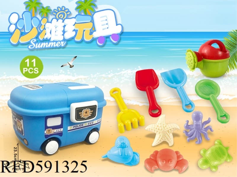 PACKING BOX CAR WITH BEACH ACCESSORIES (11PCS)