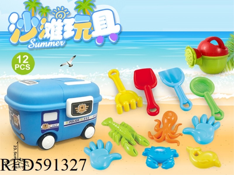 PACKING BOX CAR WITH BEACH ACCESSORIES (12PCS)