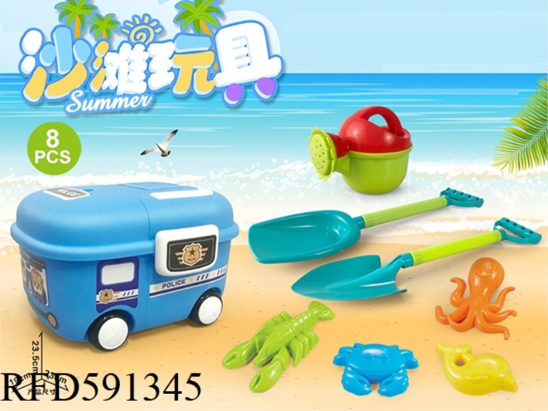 PACKING BOX CAR WITH BEACH ACCESSORIES (8PCS)