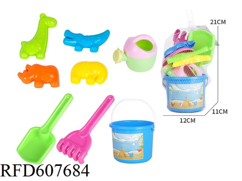 8PCS BEACH TOYS BEACH BUCKET GRASSLAND ANIMALS