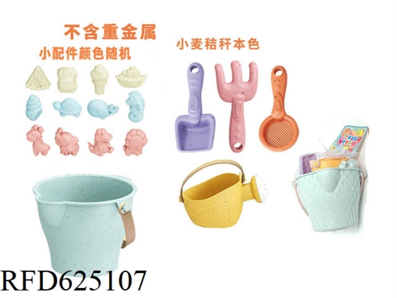 BEACH TOY STRAW BEACH BUCKET 17-PIECE SET