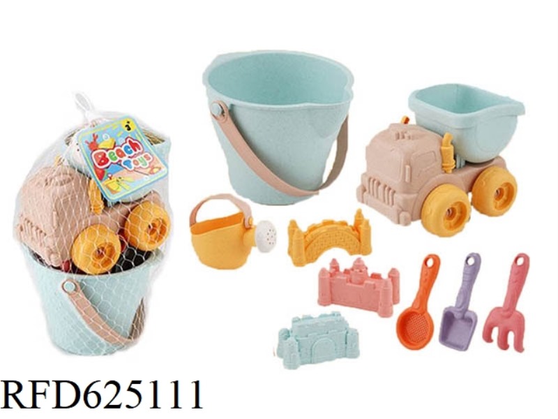 BEACH TOY STRAW BEACH SET 9 PIECES