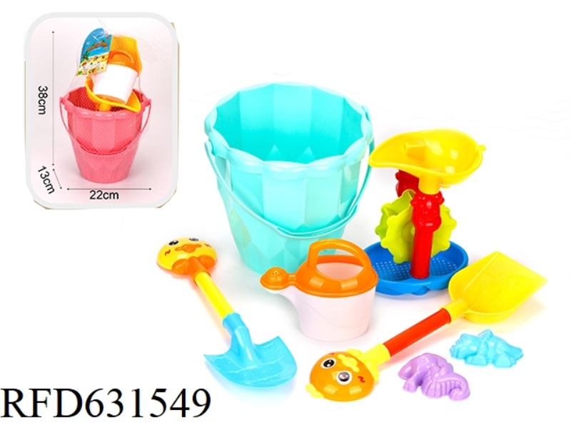 7-PIECE SET OF LARGE BEACH BUCKETS