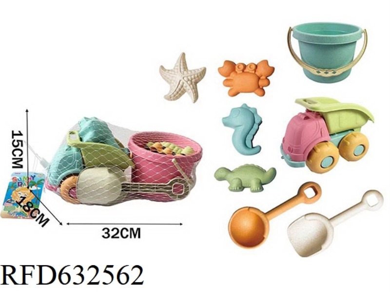 WHEAT STRAW BEACH TRUCK+BUCKET SET