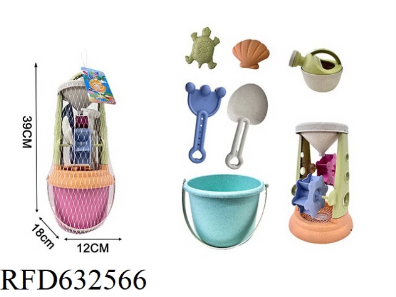 WHEAT STRAW HOURGLASS+BUCKET SET