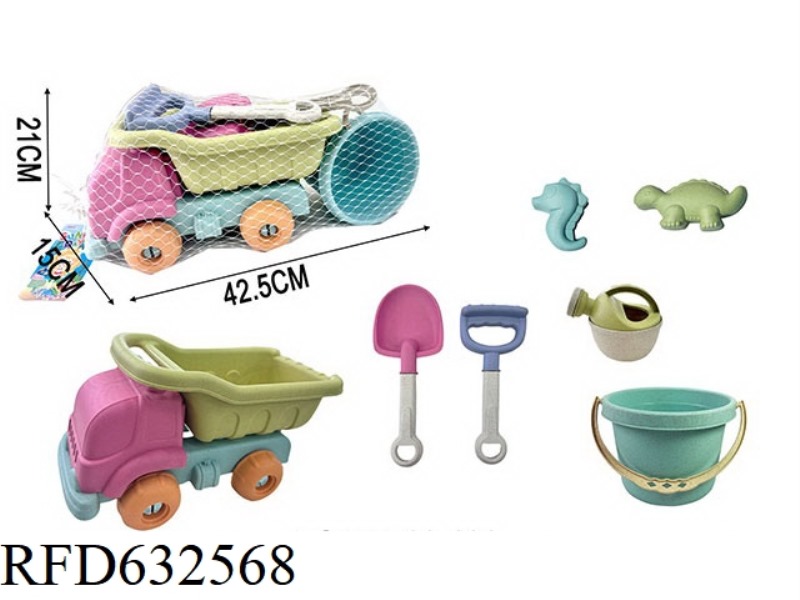 WHEAT STRAW BEACH TRUCK+BUCKET SET