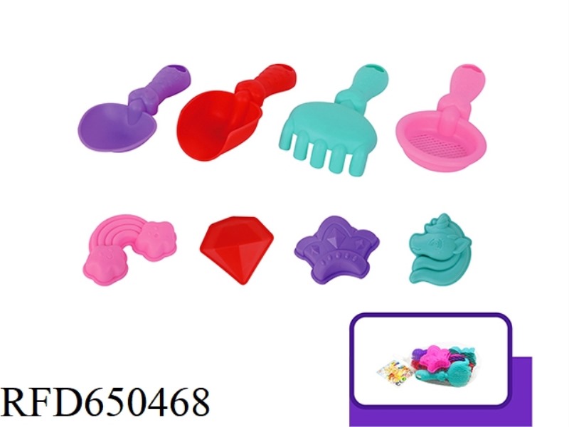 8PCS DIAMOND CROWN RAINBOW PONY POLLY SAND MOLD TOOL