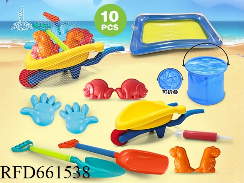 3 WHEELERS WITH DINOSAUR BEACH ACCESSORIES + SAND TABLE + FOLDING BUCKET