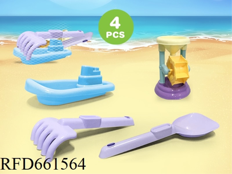 BEACH SHOVEL WITH + BOAT + SMALL HOURGLASS