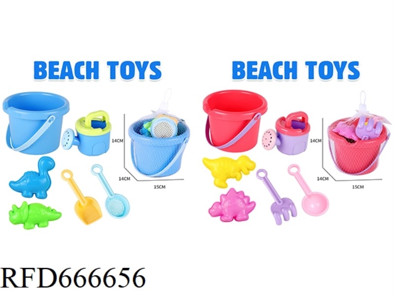 BEACH BUCKET SPRINKLER DINOSAUR SAND PRINT 6-PIECE SET