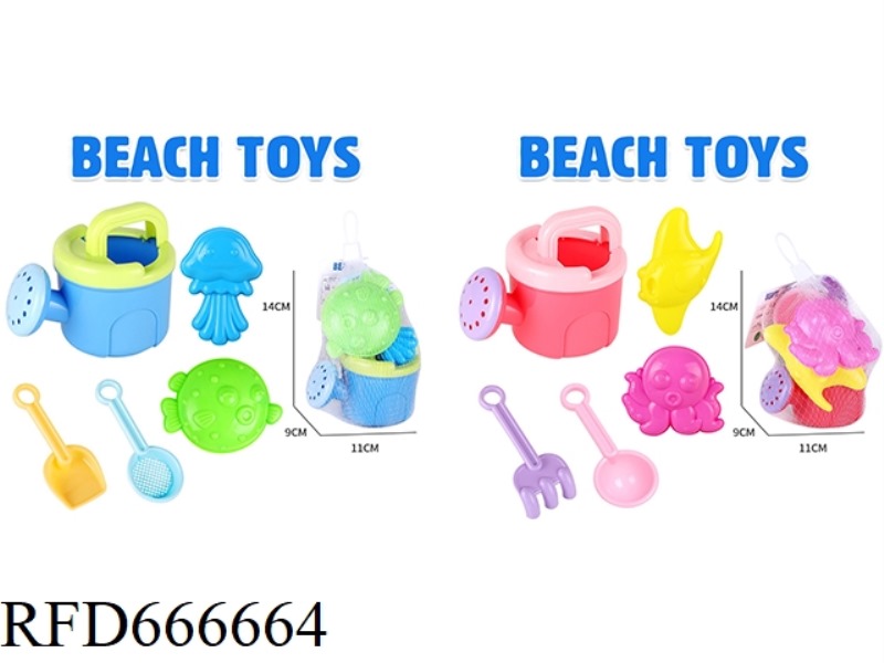 SHOWER KETTLE, MARINE ANIMAL SAND SEAL 5-PIECE SET