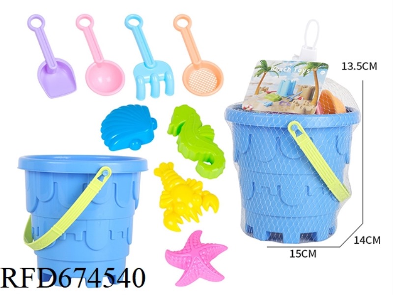 9 PIECES OF CASTLE BEACH BUCKETS FOR MARINE ANIMALS