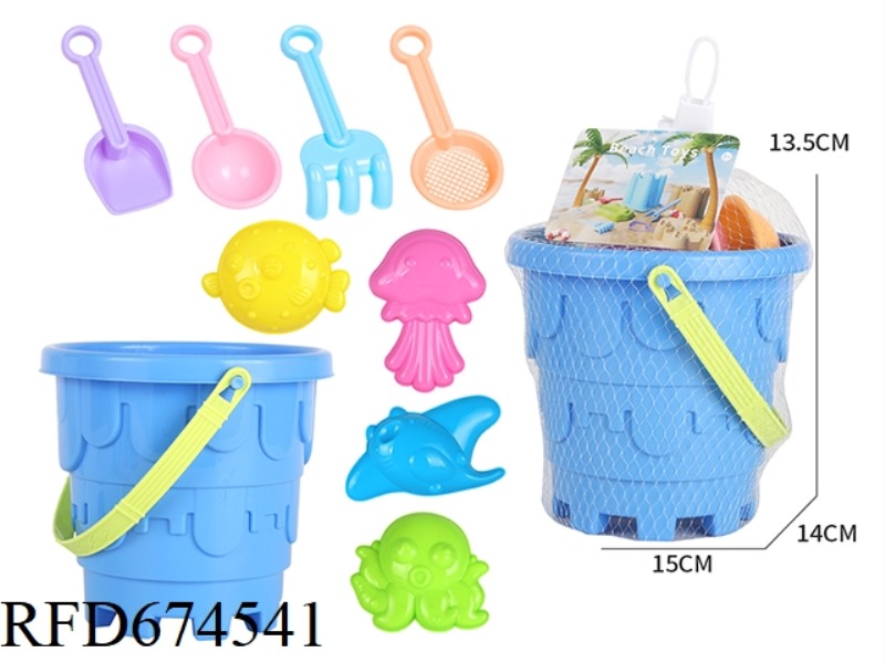 9 PIECES OF CASTLE BEACH BUCKETS FOR MARINE ANIMALS