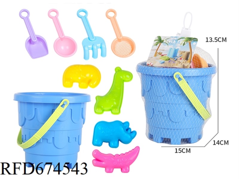 CASTLE BEACH BUCKET FEAR GRASSLAND ANIMAL 9 PIECES