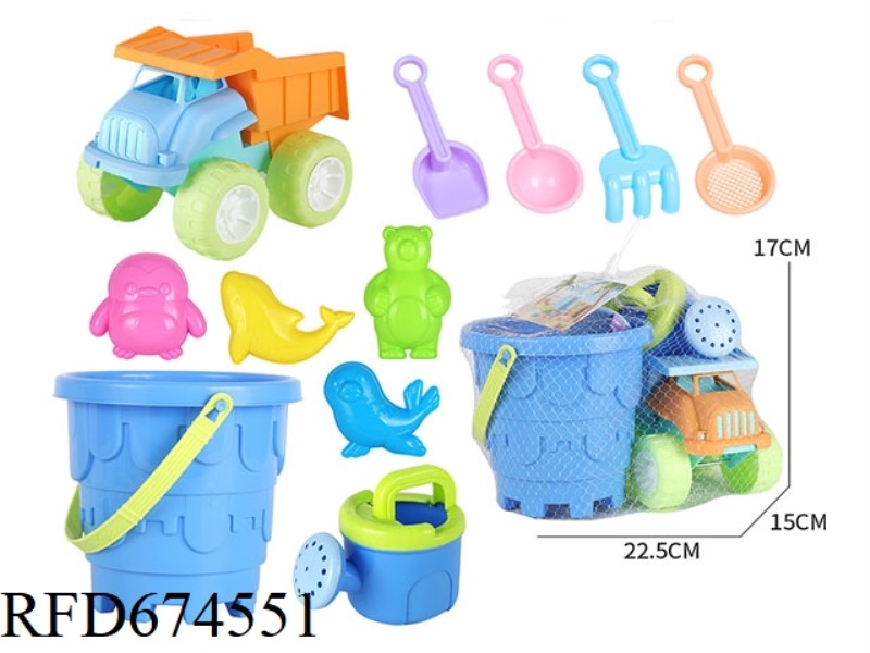 11 PIECES OF DUNE BUGGIES, CASTLE BARRELS AND POLAR ANIMALS