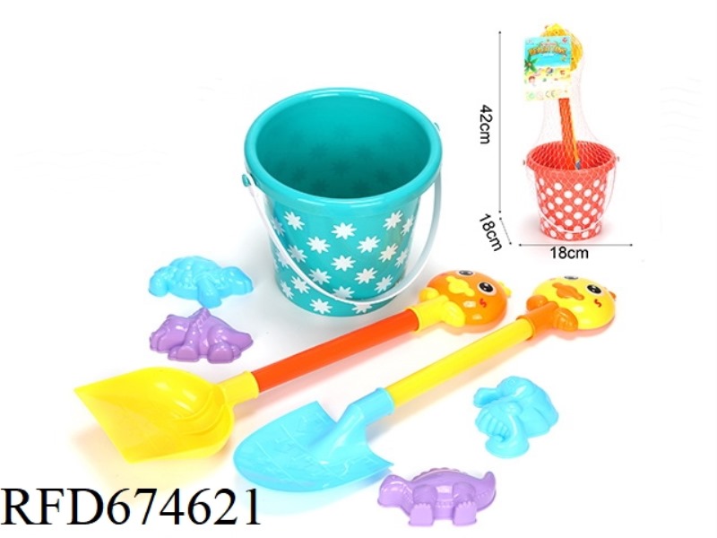 SEVEN PIECES OF HEAT TRANSFER BEACH BUCKETS