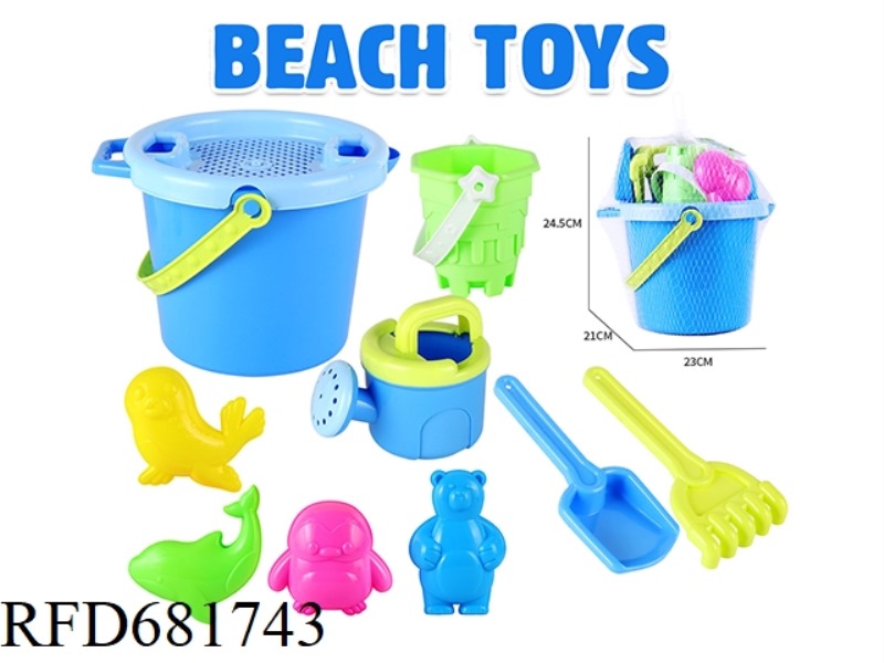 BEACH BARREL CASTLE SHOWER POLAR ANIMALS 10-PIECE SET